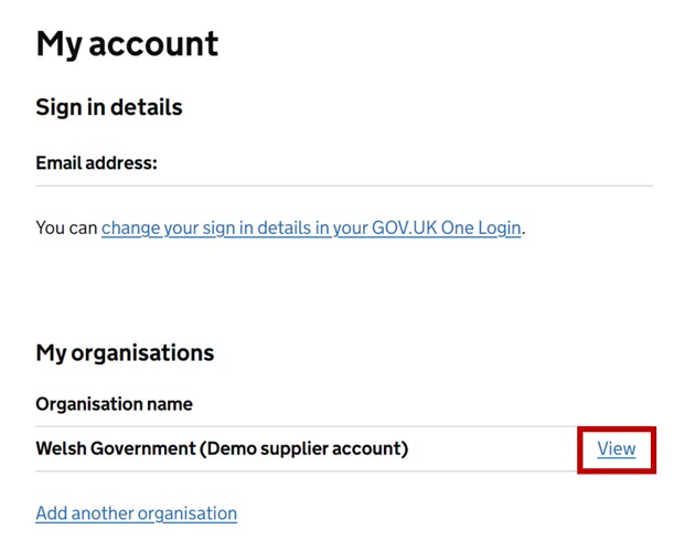 CDP account screenshot, with View highlighted.